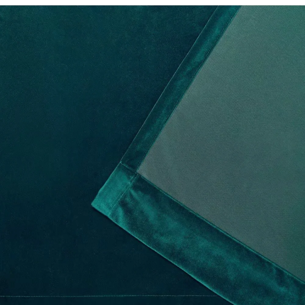 Luxurious Teal Velvet Blackout Curtains - Set of 2